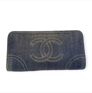 CHANEL Denim and Gold Leather Y2K CC Zippy Wallet
